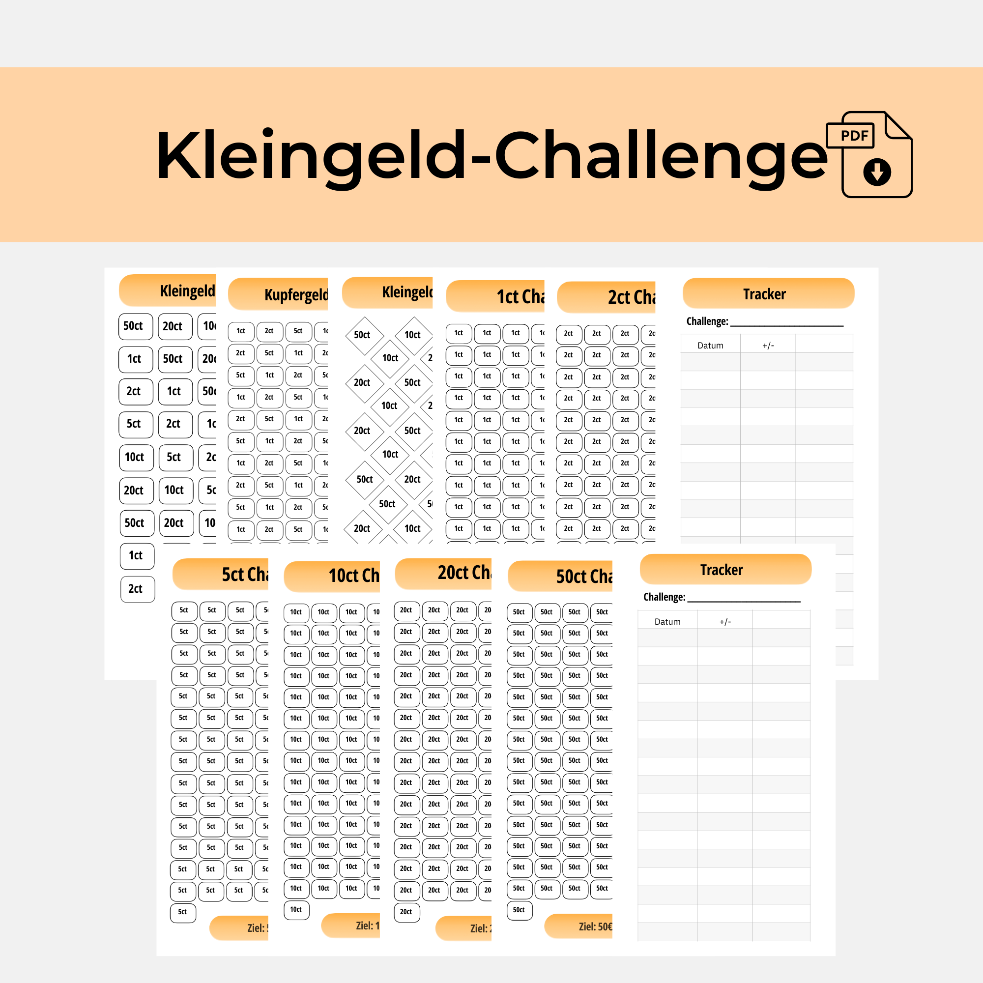 Kleingeld & Kupfergeld Spar-Challenge Set