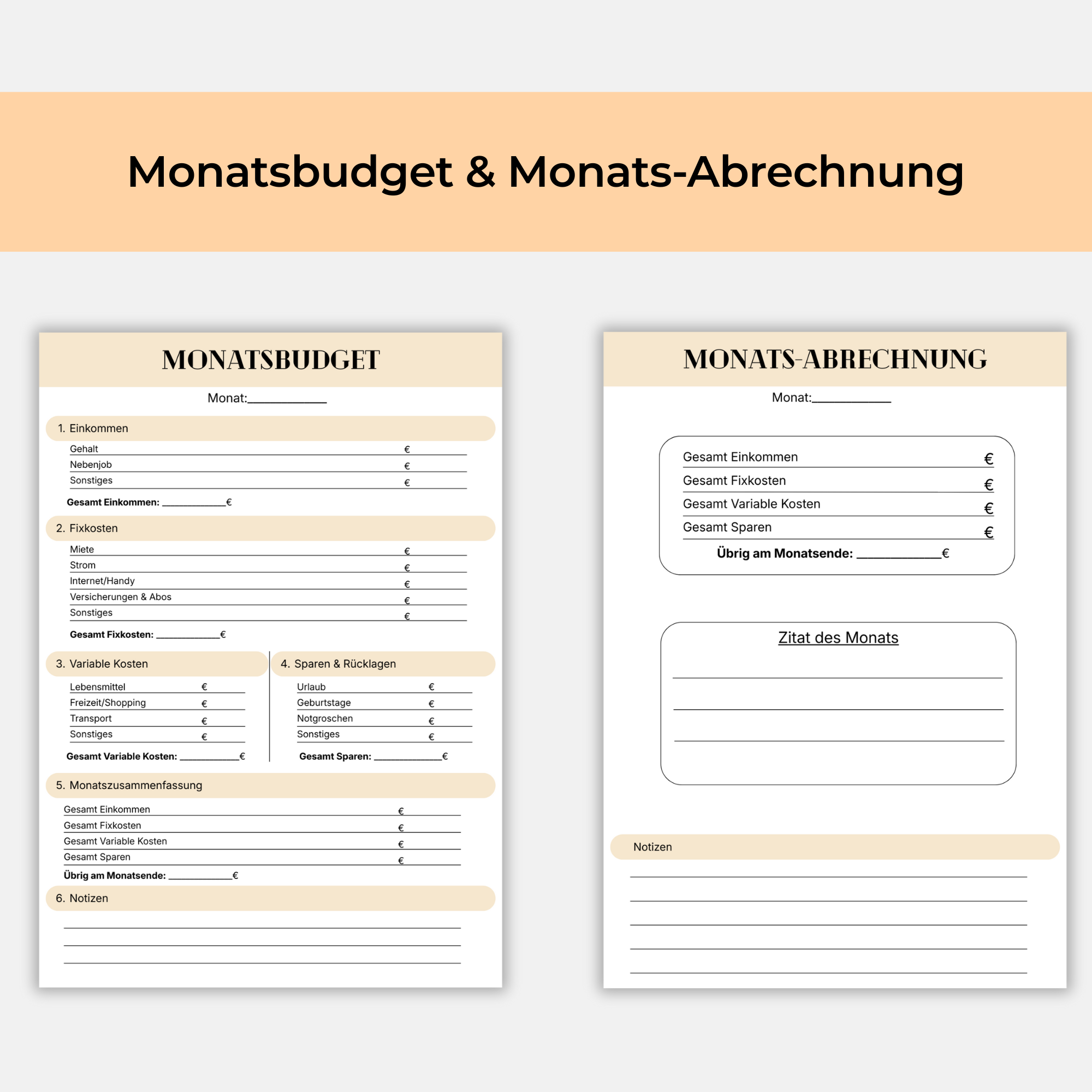 Monatsbudget-Planer