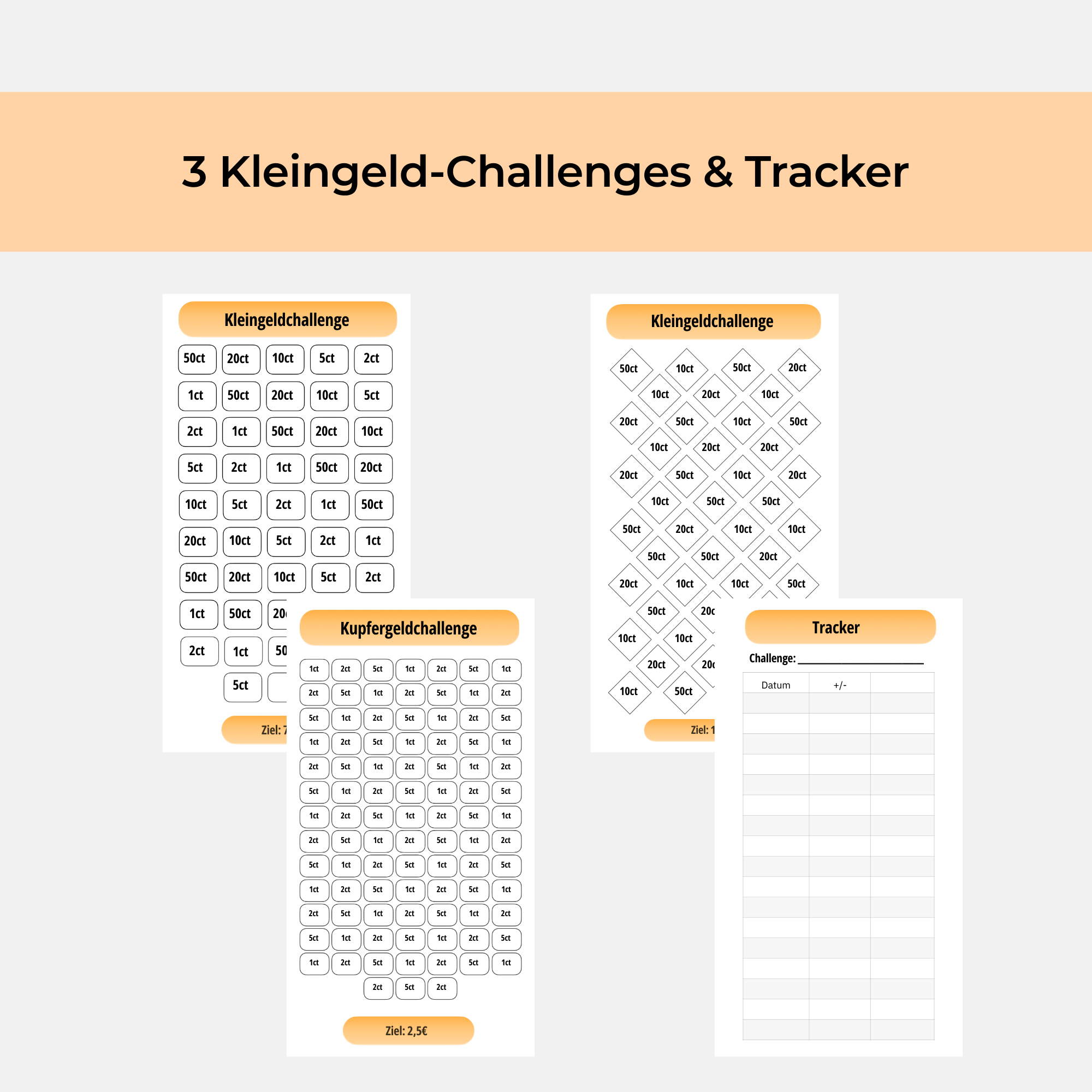 Kleingeld & Kupfergeld Spar-Challenge Set