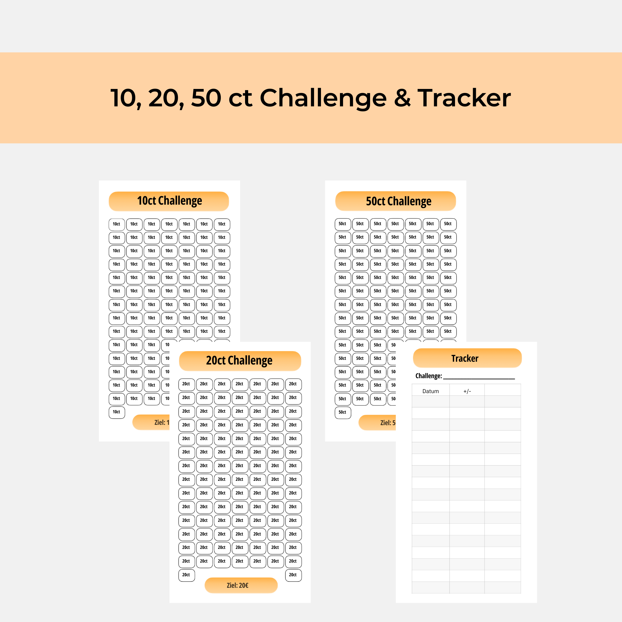 Kleingeld & Kupfergeld Spar-Challenge Set